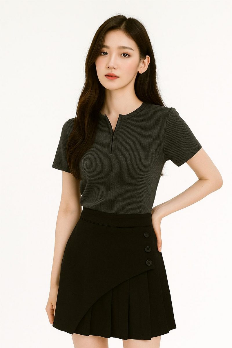 Chloé Pleated Button Skirt Black