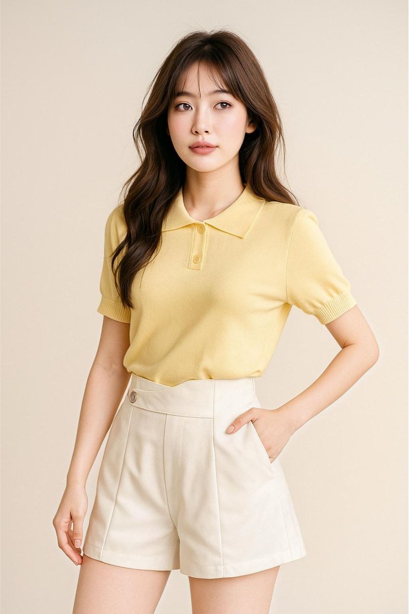 Elisia Collar Knit Top Mustard