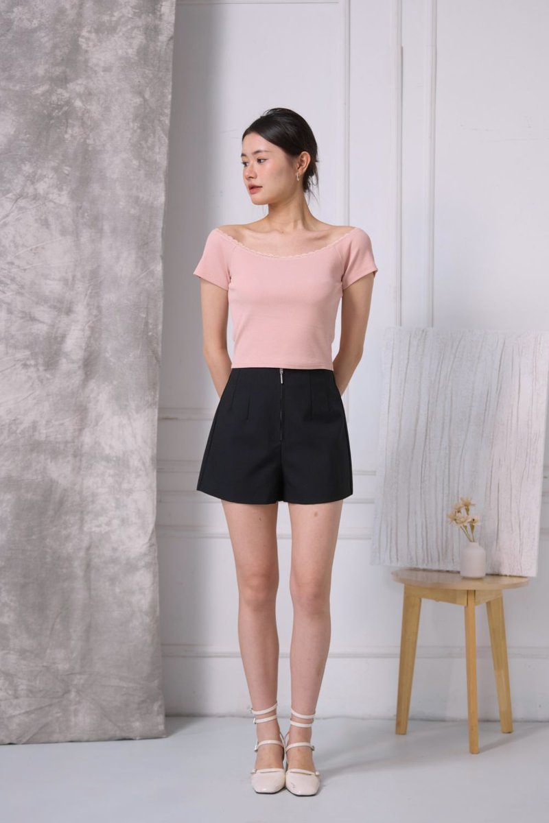 Amira Off Shoulder Lace Top Blush