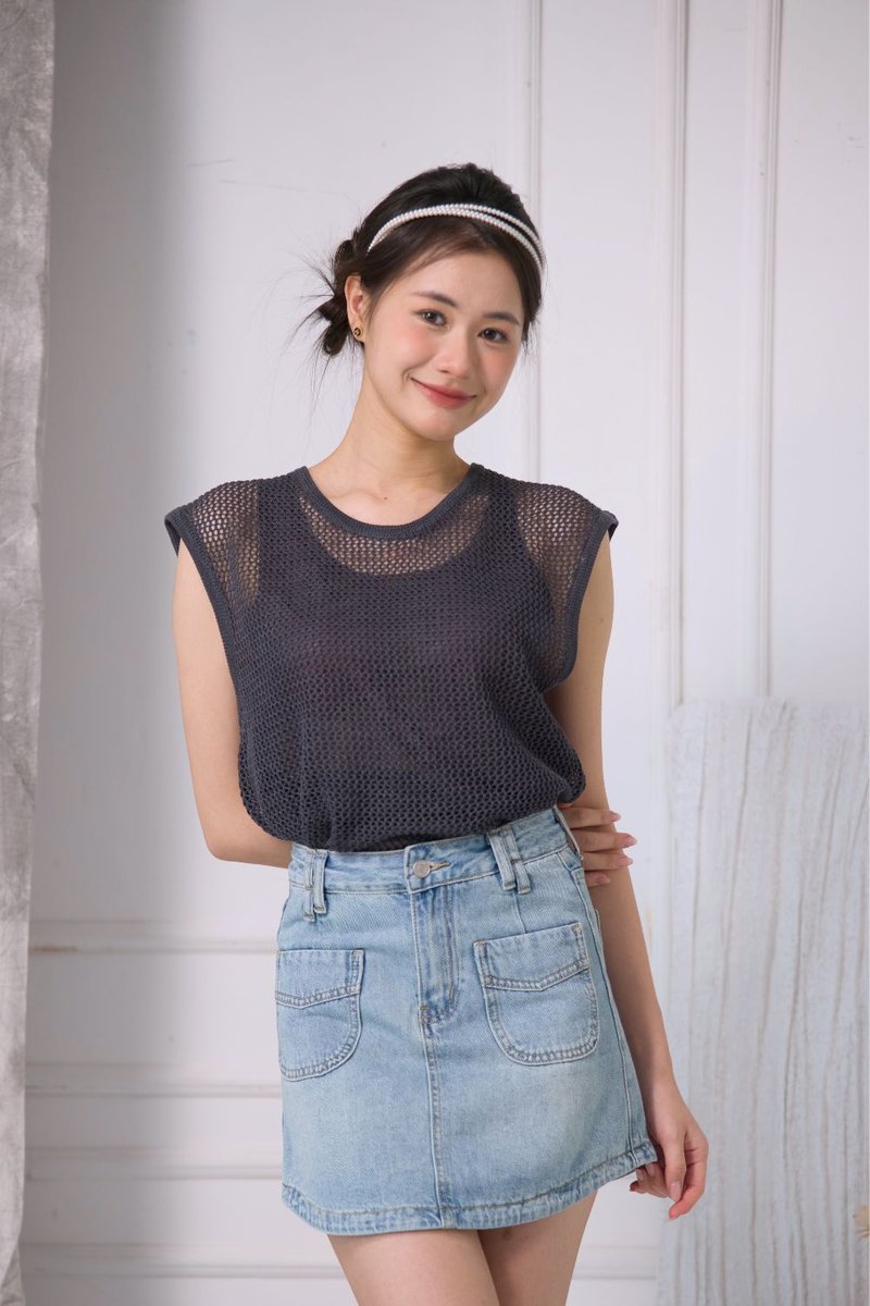 Liora Knit Two-Piece Tank Set Black