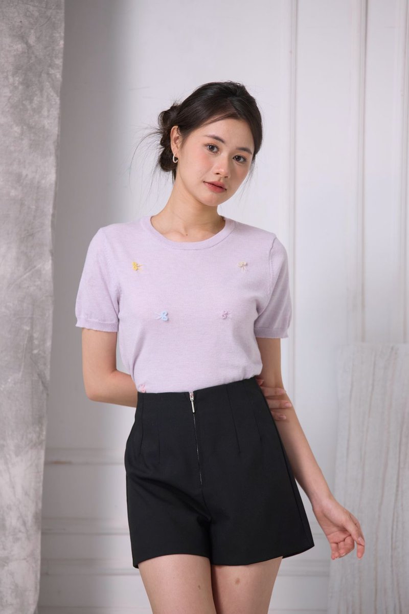 Lumi Ribbon Embroidery Top Lilac