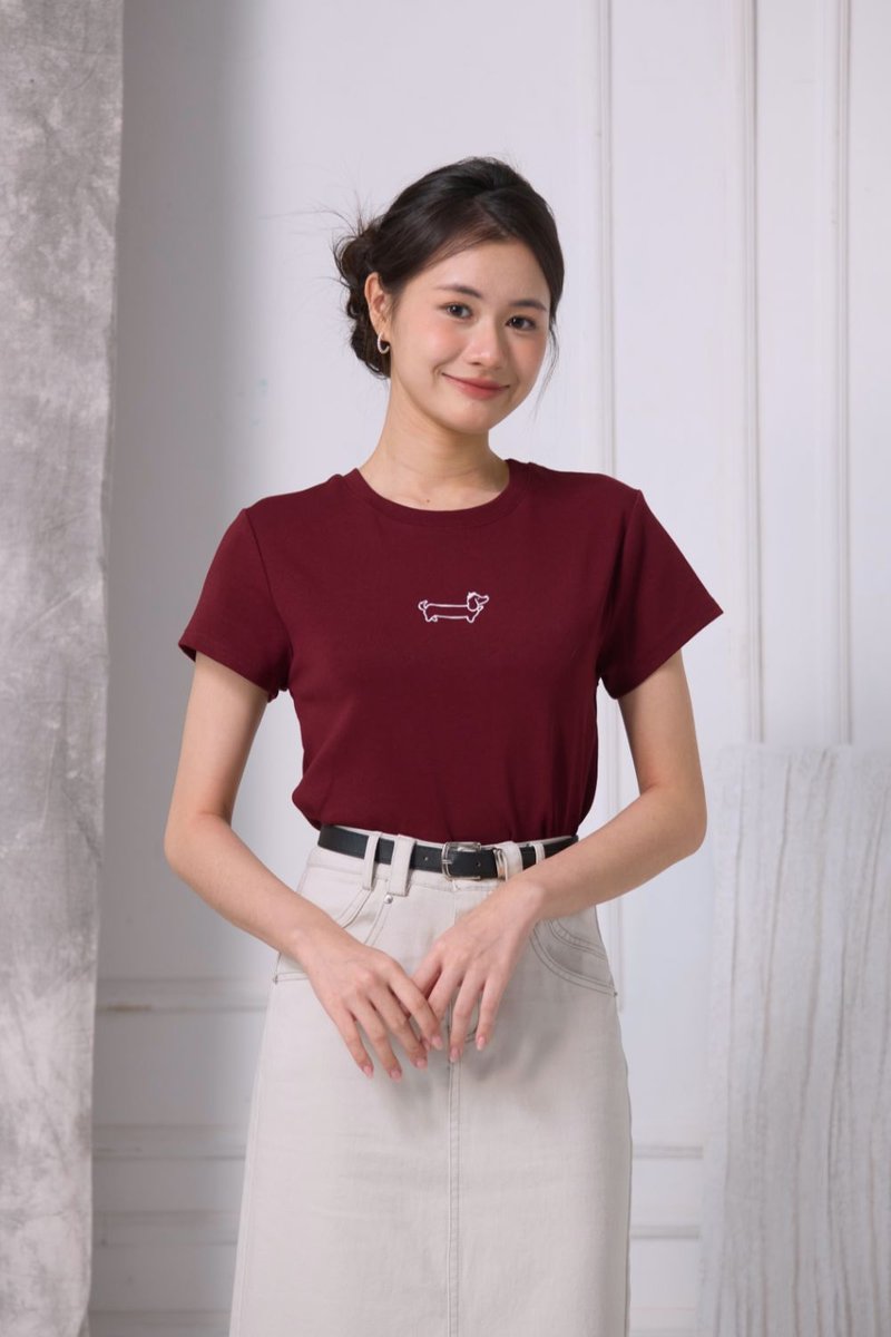 Doxie Mini Dachshund Tee Wine