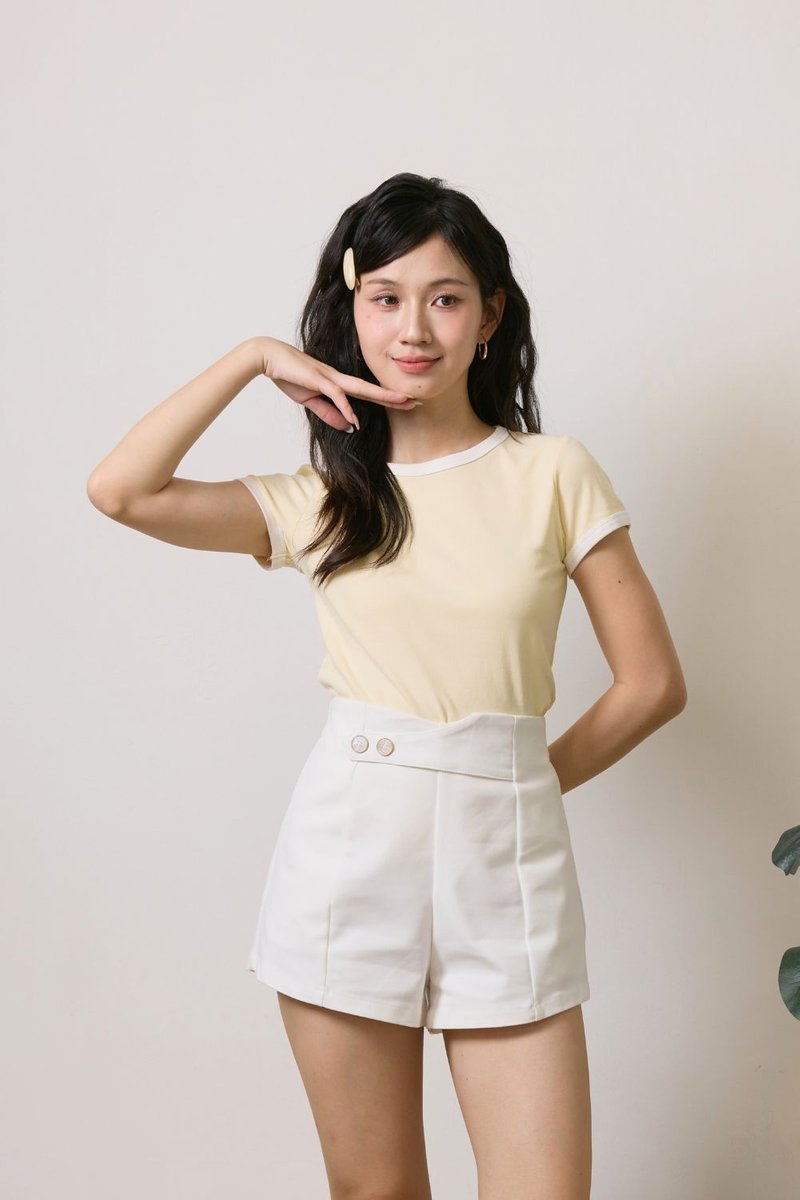 Viviane Contrast Binding Top Mustard