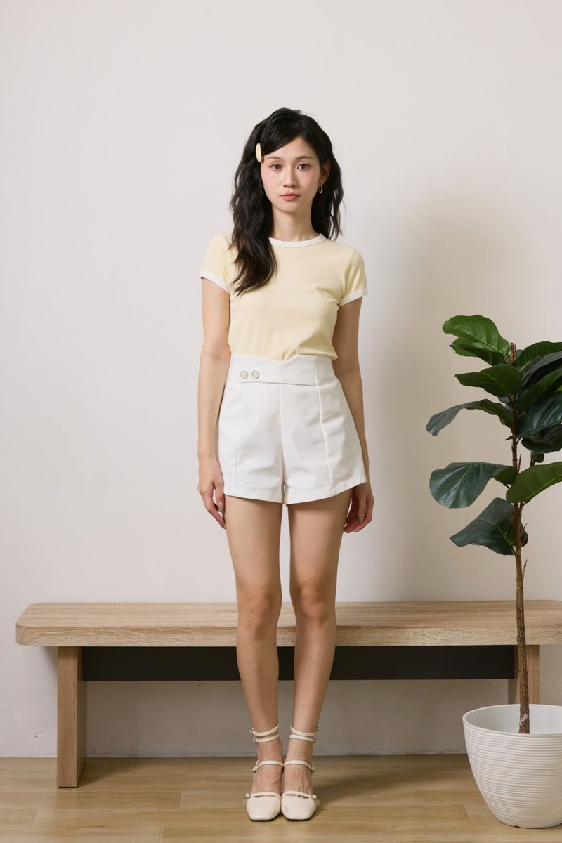 Viviane Contrast Binding Top Mustard