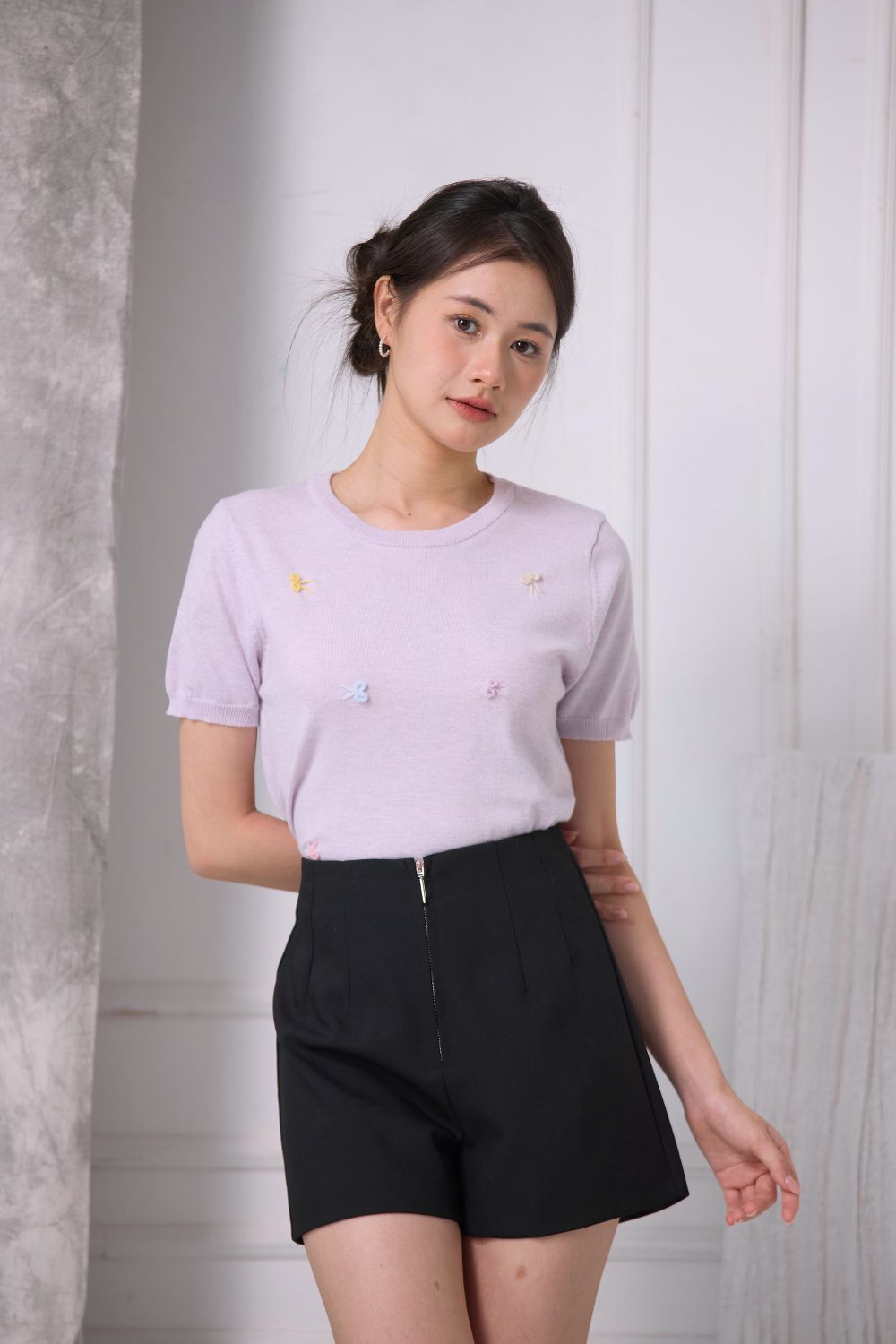 [RESTOCK] Lumi Ribbon Embroidery Top Lilac