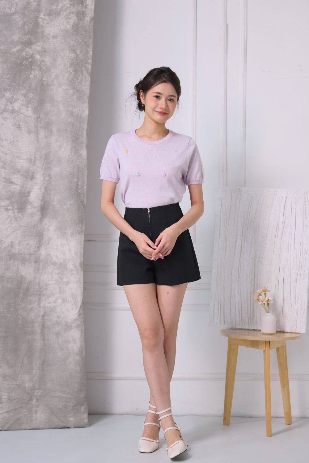 [RESTOCK] Lumi Ribbon Embroidery Top Lilac