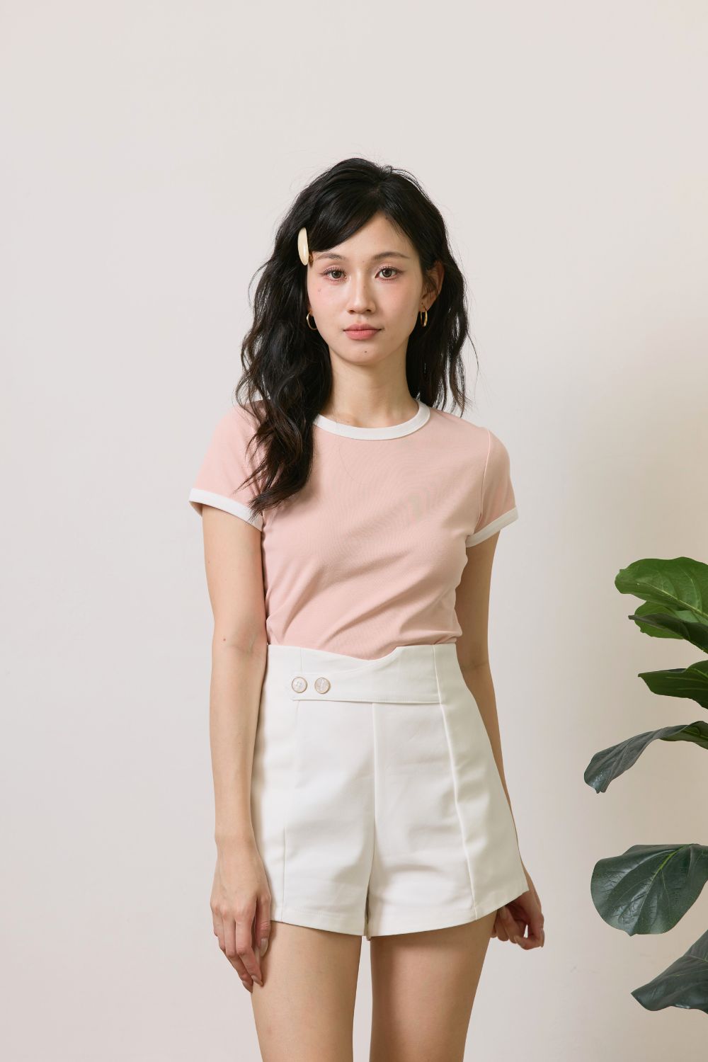 Viviane Contrast Binding Top Blush