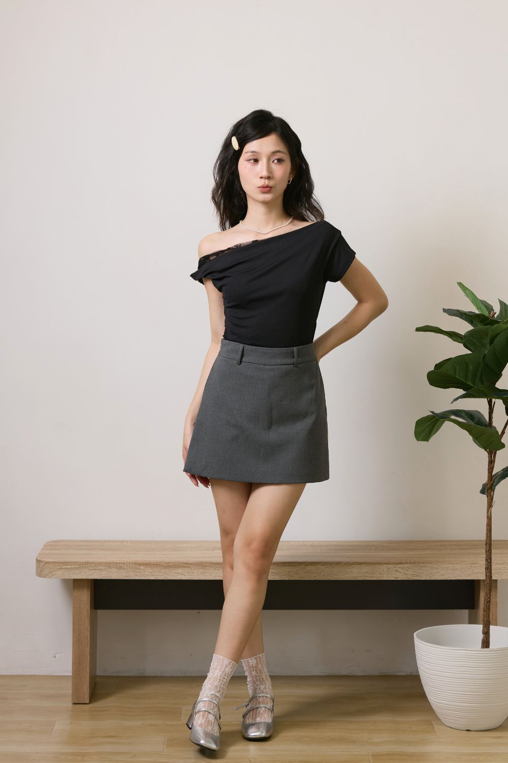 Roxanne Cold Shoulder Lace Top Black