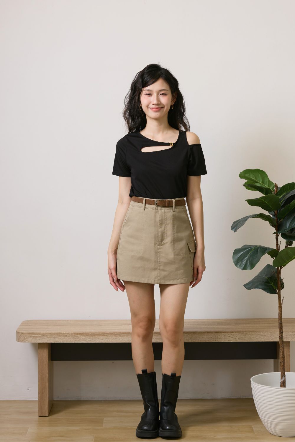 Nerra A-line Cargo Skirt Khaki