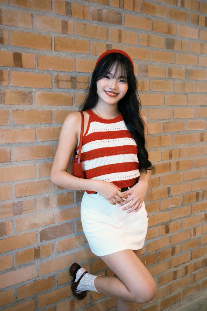 Nerina Halter Knit Top Red