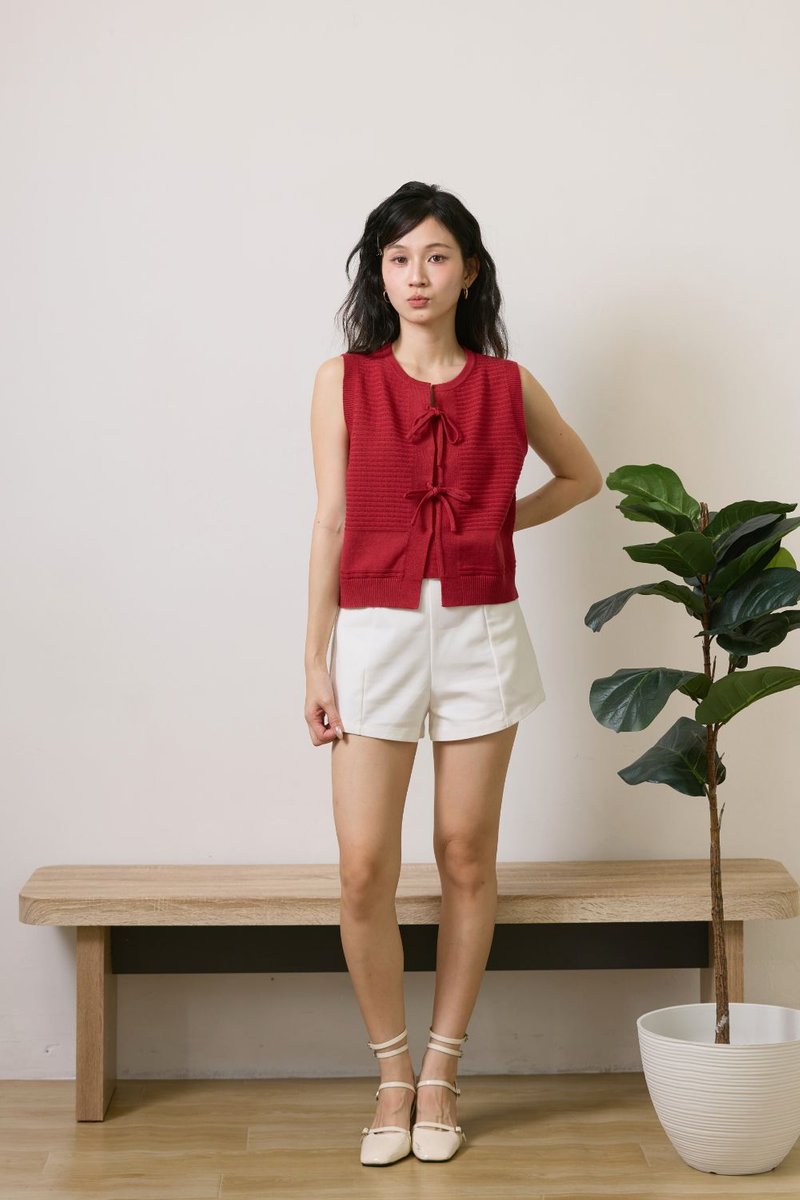 Saphyne Crochet Knit Vest Top Wine