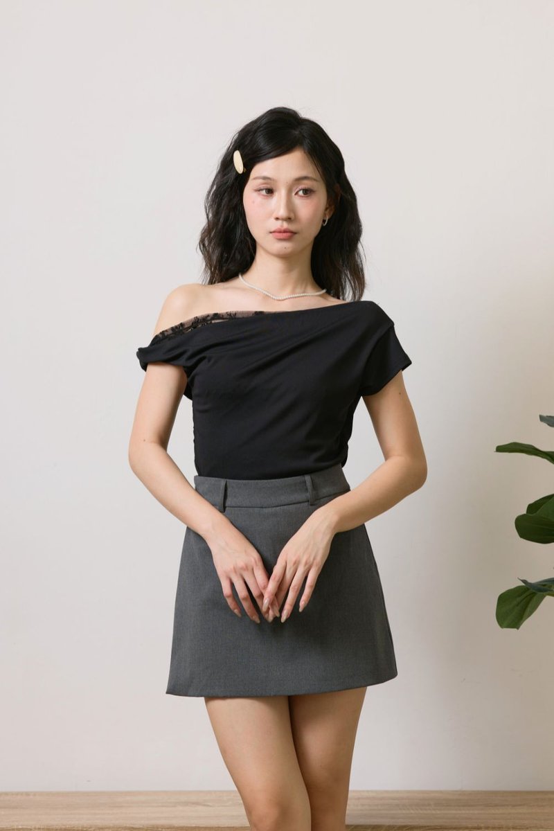 Roxanne Cold Shoulder Lace Top Black