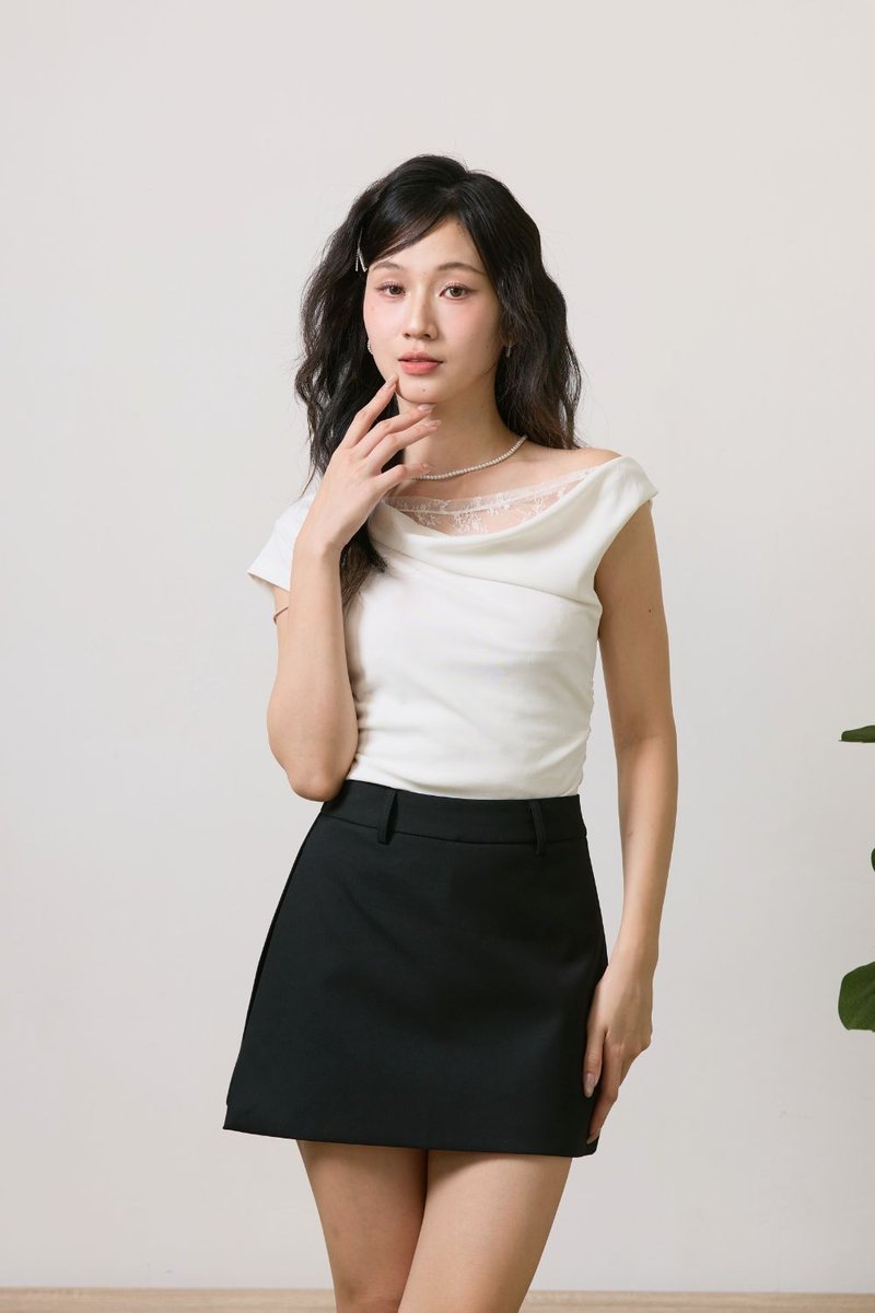 Roxanne Cold Shoulder Lace Top Ivory
