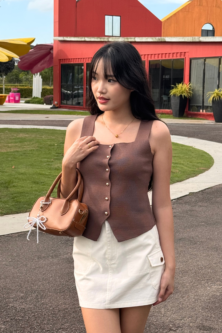 Lorène Knit Vest Top Khaki