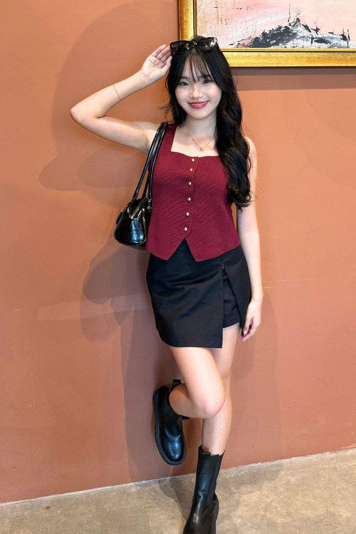 Lorène Knit Vest Top Red