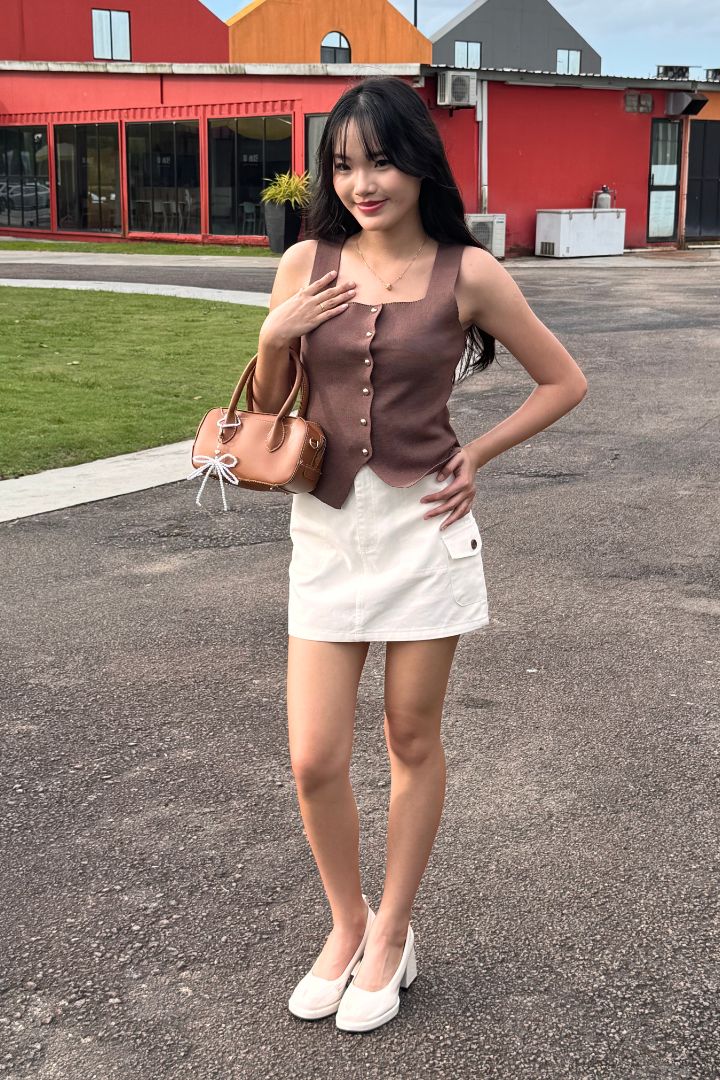 Lorène Knit Vest Top Khaki