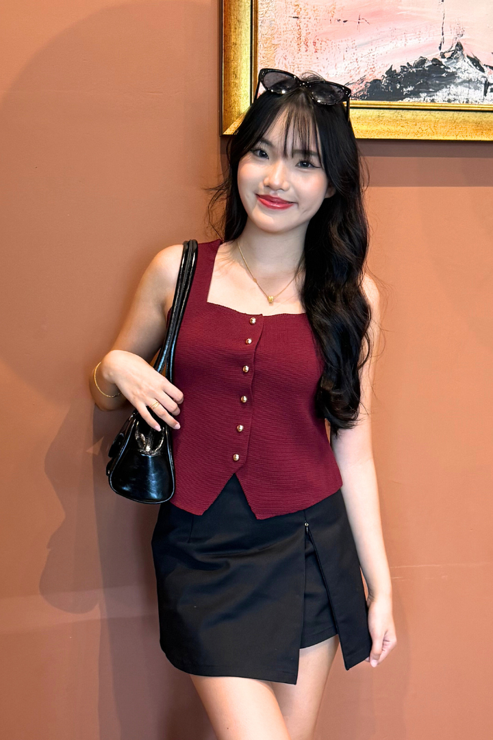 Lorène Knit Vest Top Red