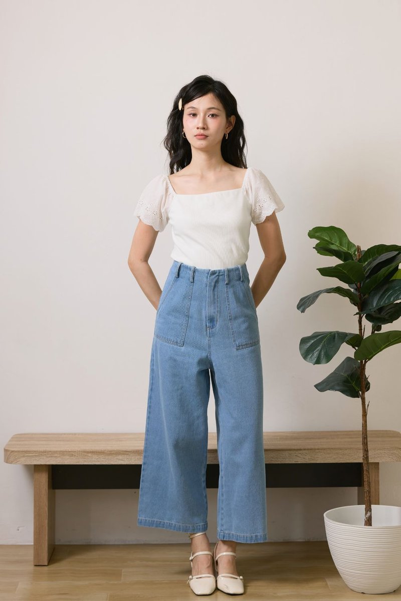 Zephyra Culottes Denim Jeans Light Wash