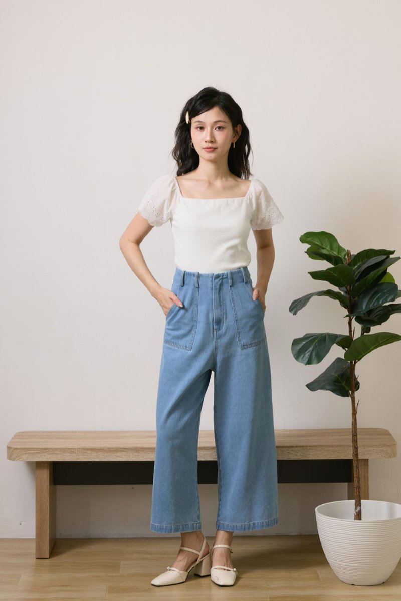 Zephyra Culottes Denim Jeans Light Wash