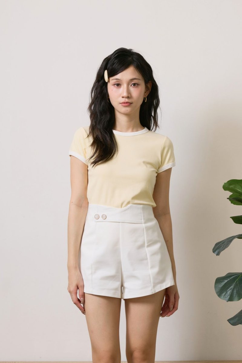 Athena Panelled Shorts Ivory