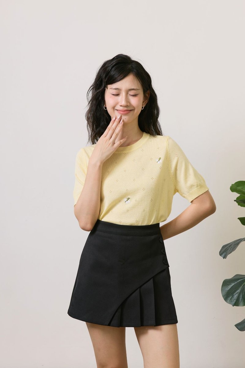 Chloé Pleated Button Skirt Black