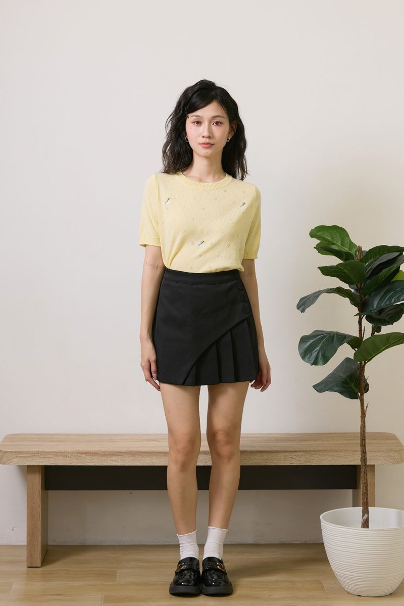 Chloé Pleated Button Skirt Black