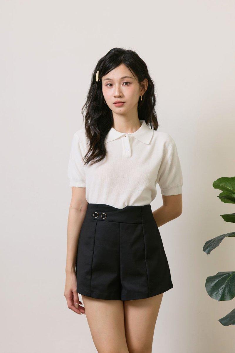 Elisia Collar Knit Top Ivory