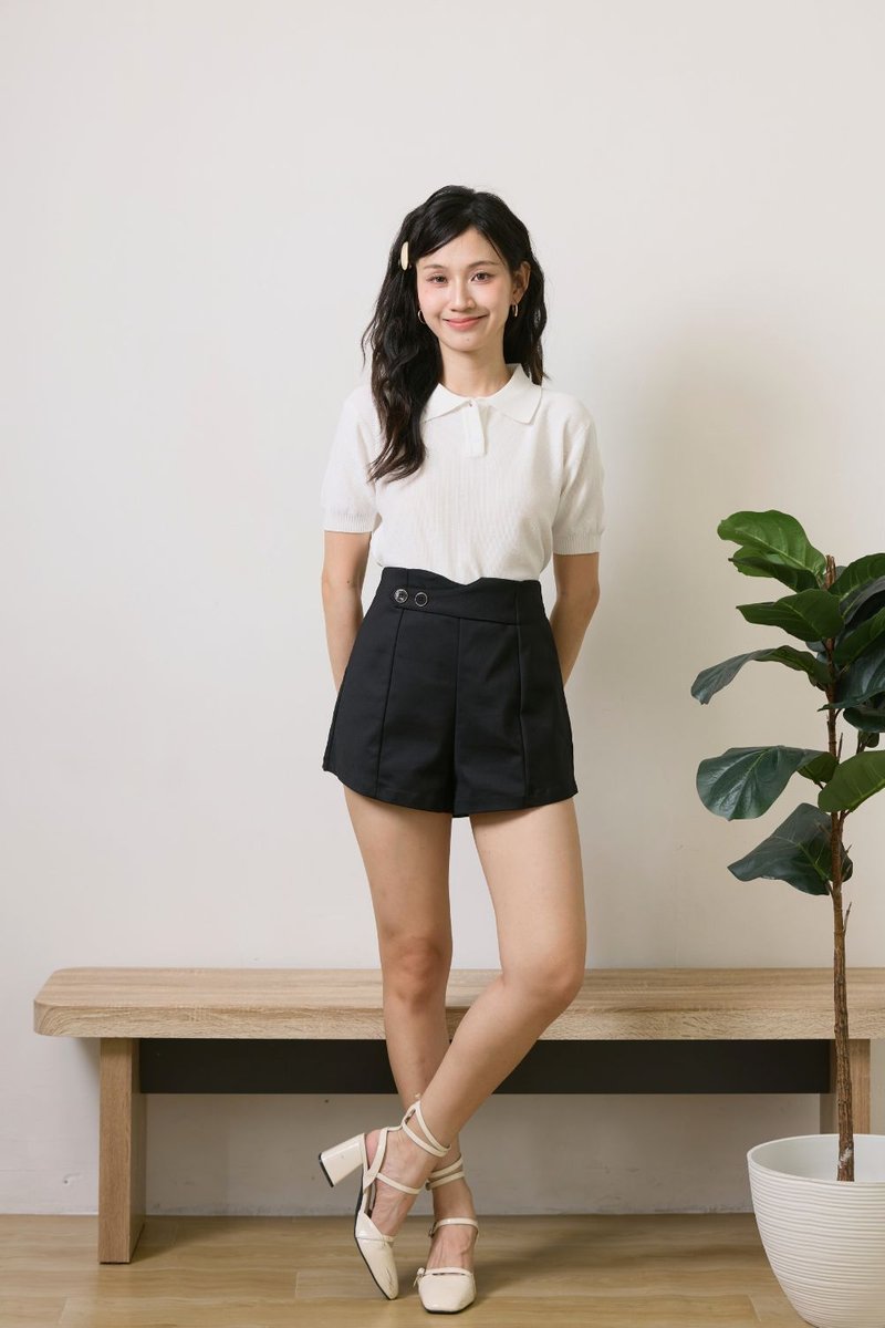 Elisia Collar Knit Top Ivory