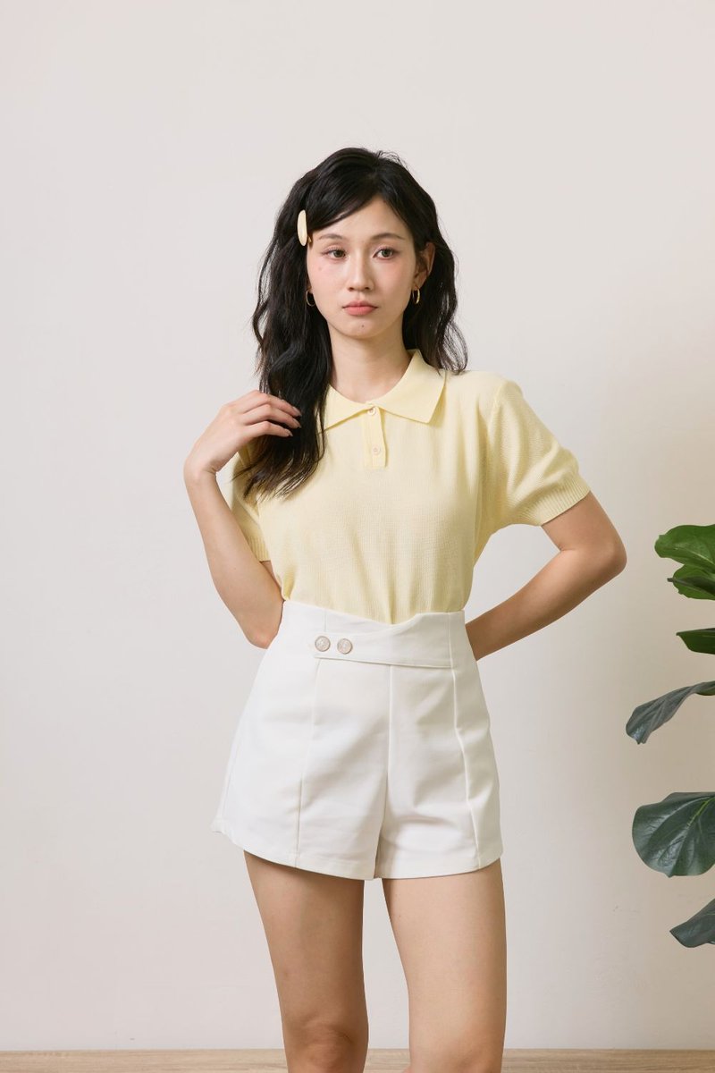 Elisia Collar Knit Top Mustard
