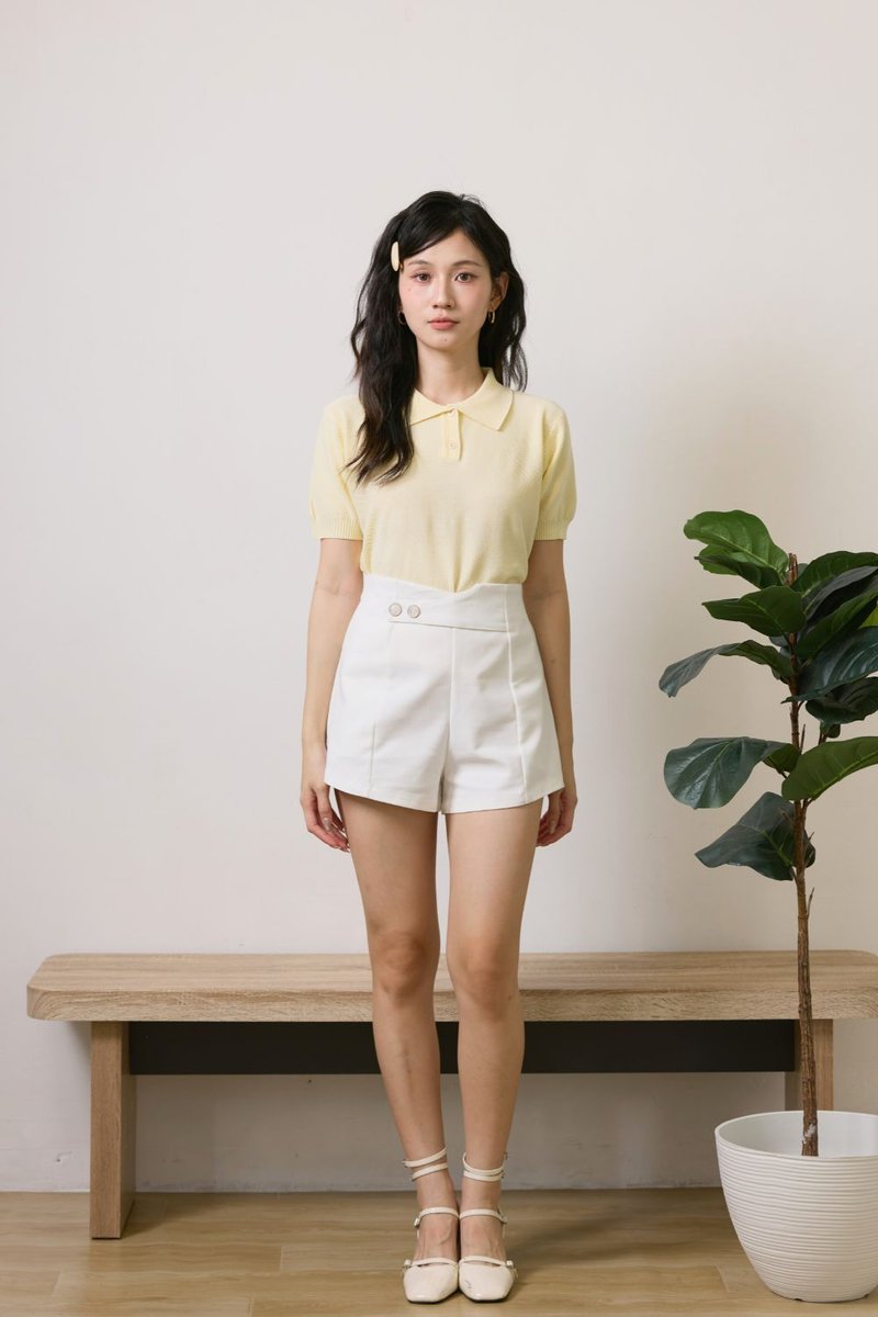 Elisia Collar Knit Top Mustard