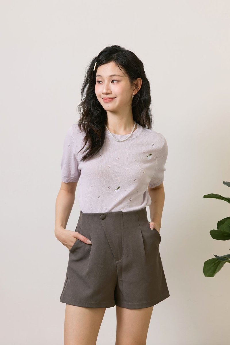 Lunette Embroidered Knit Top Lilac