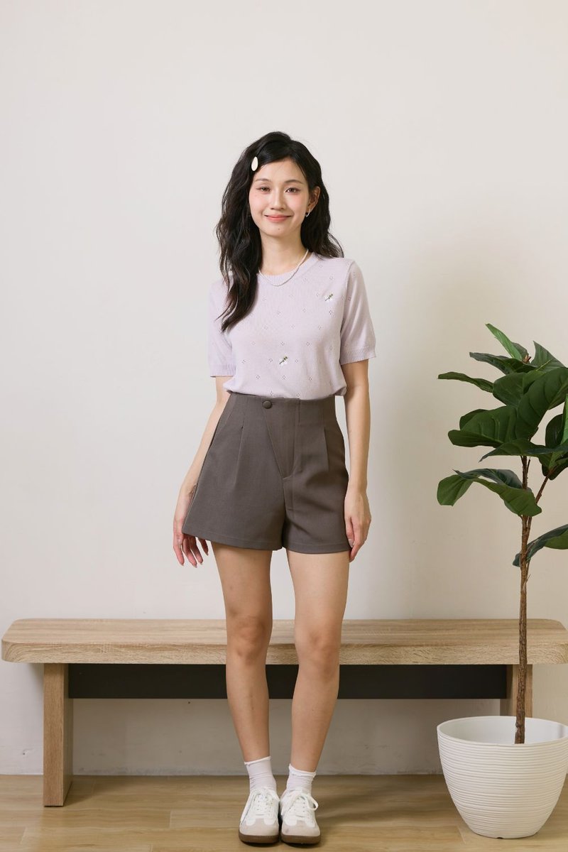 Lunette Embroidered Knit Top Lilac