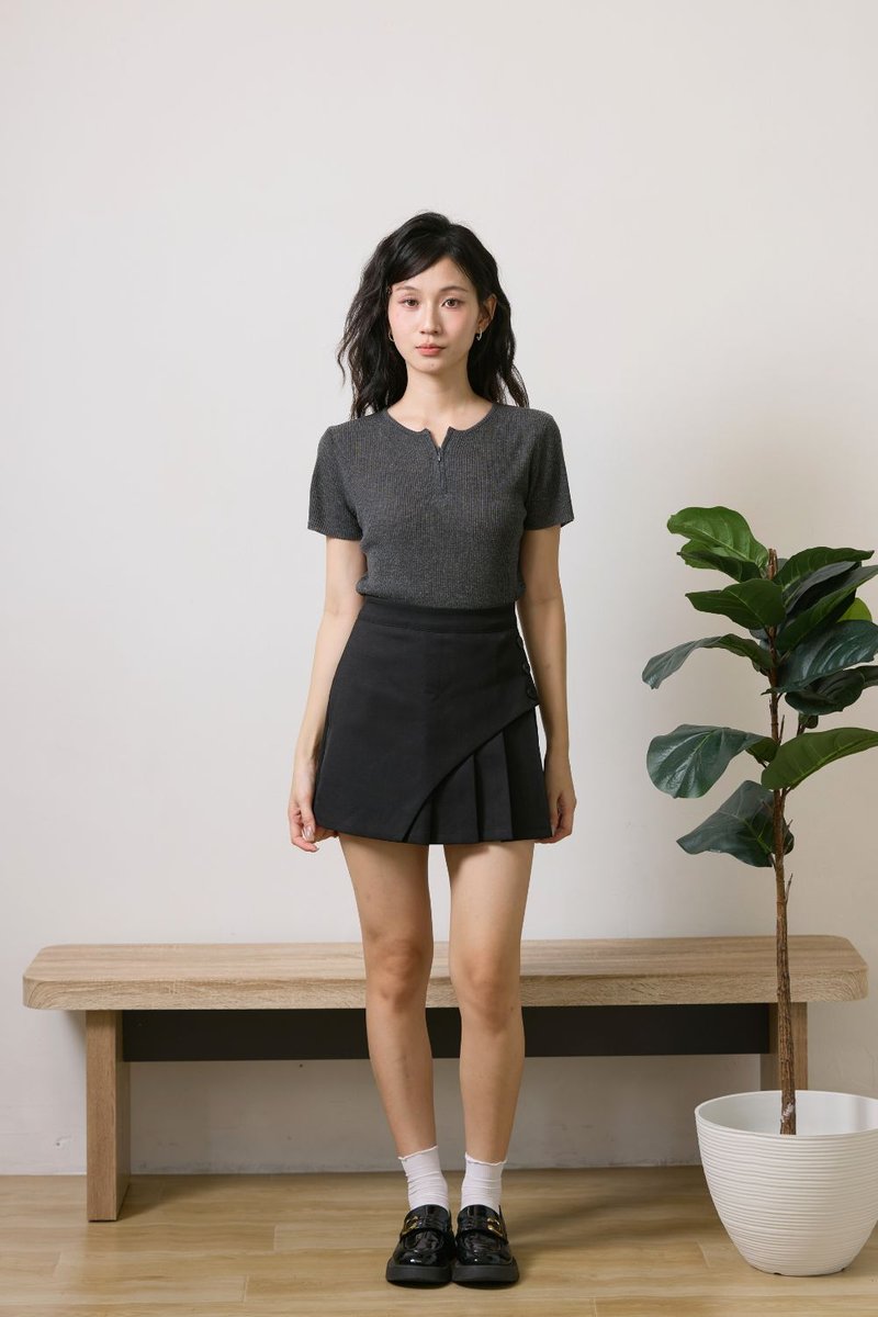 Freya Zip Knit Top Black