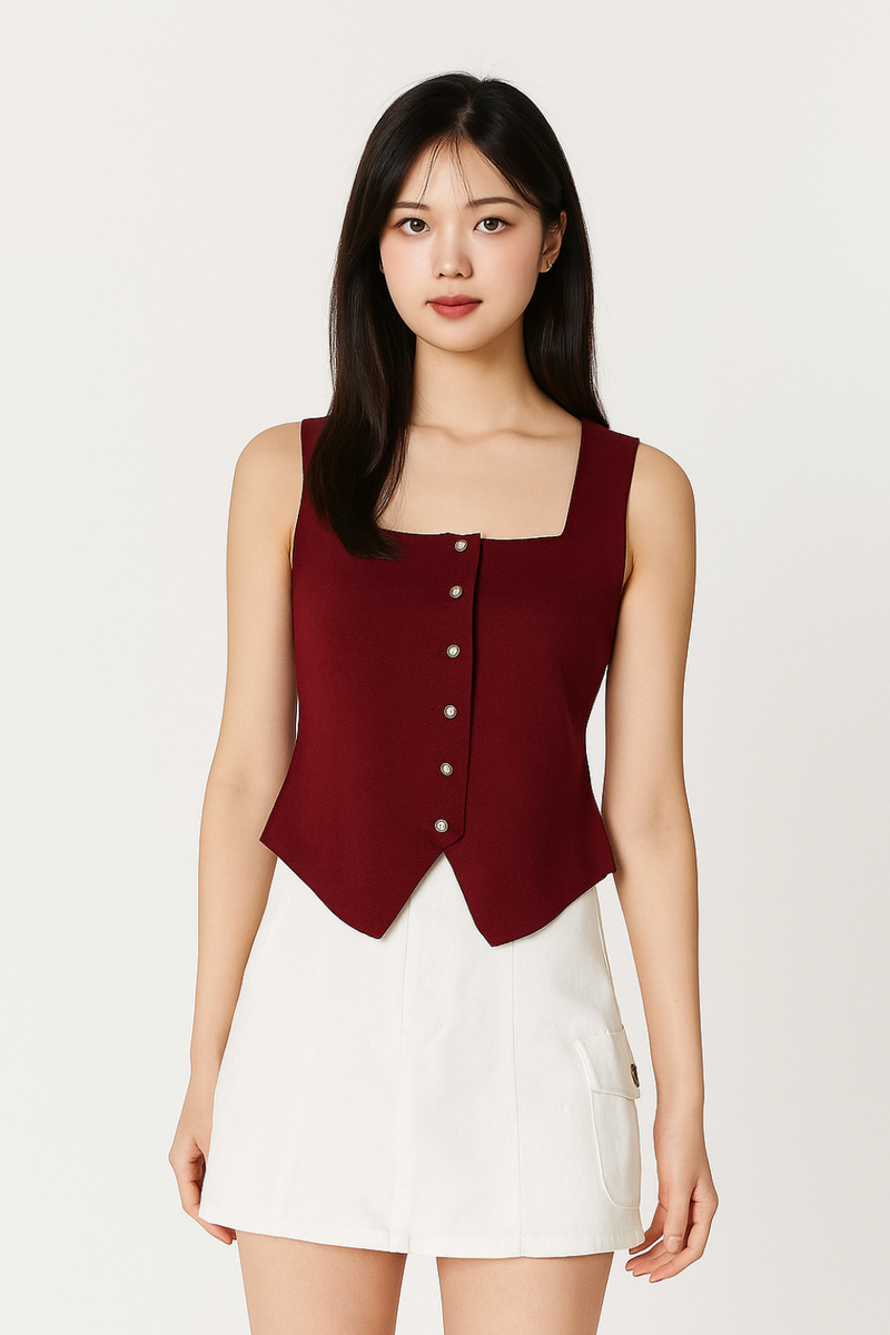 Lorène Knit Vest Top Red