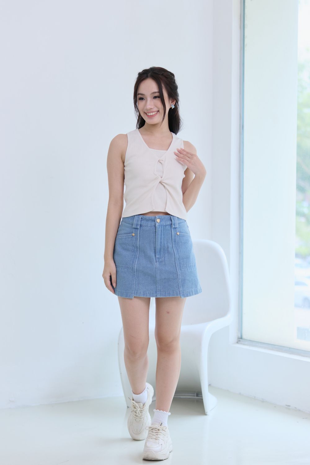 Serenya Double Twist Tank Top Cream