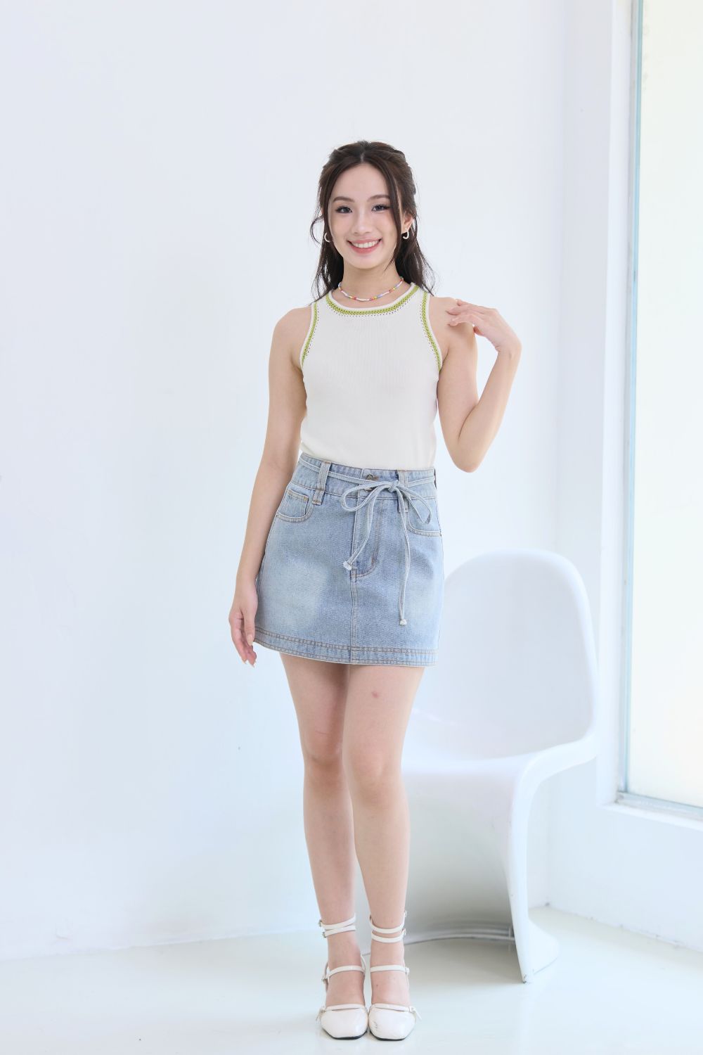 Eira Slim Fit Tank Top Beige