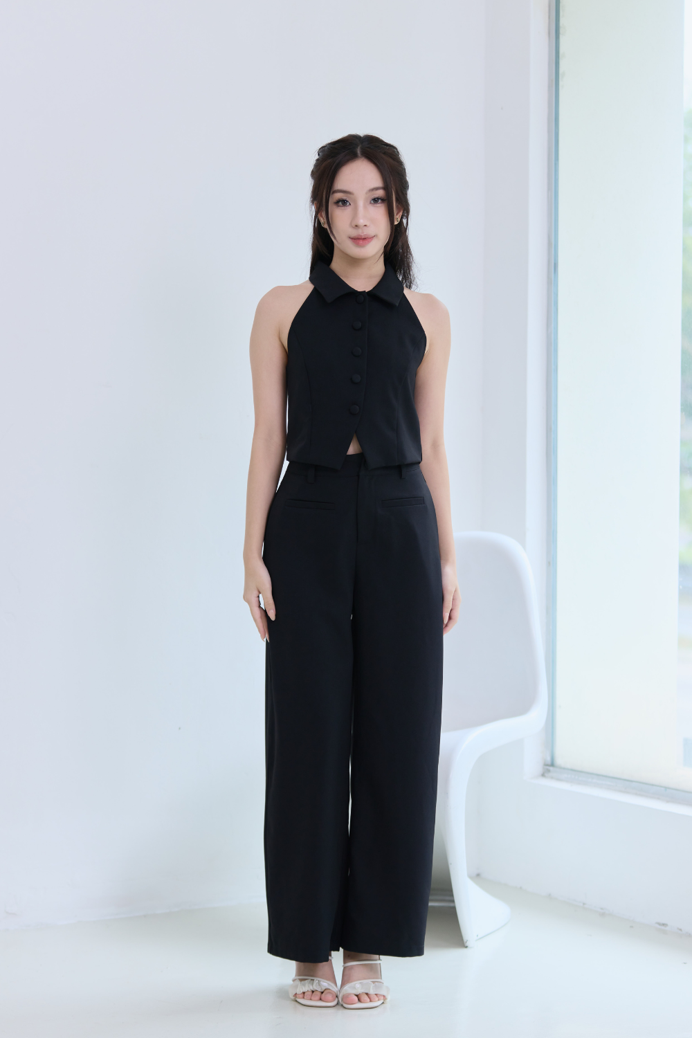 Merrisa Collared Tailored Halter Top