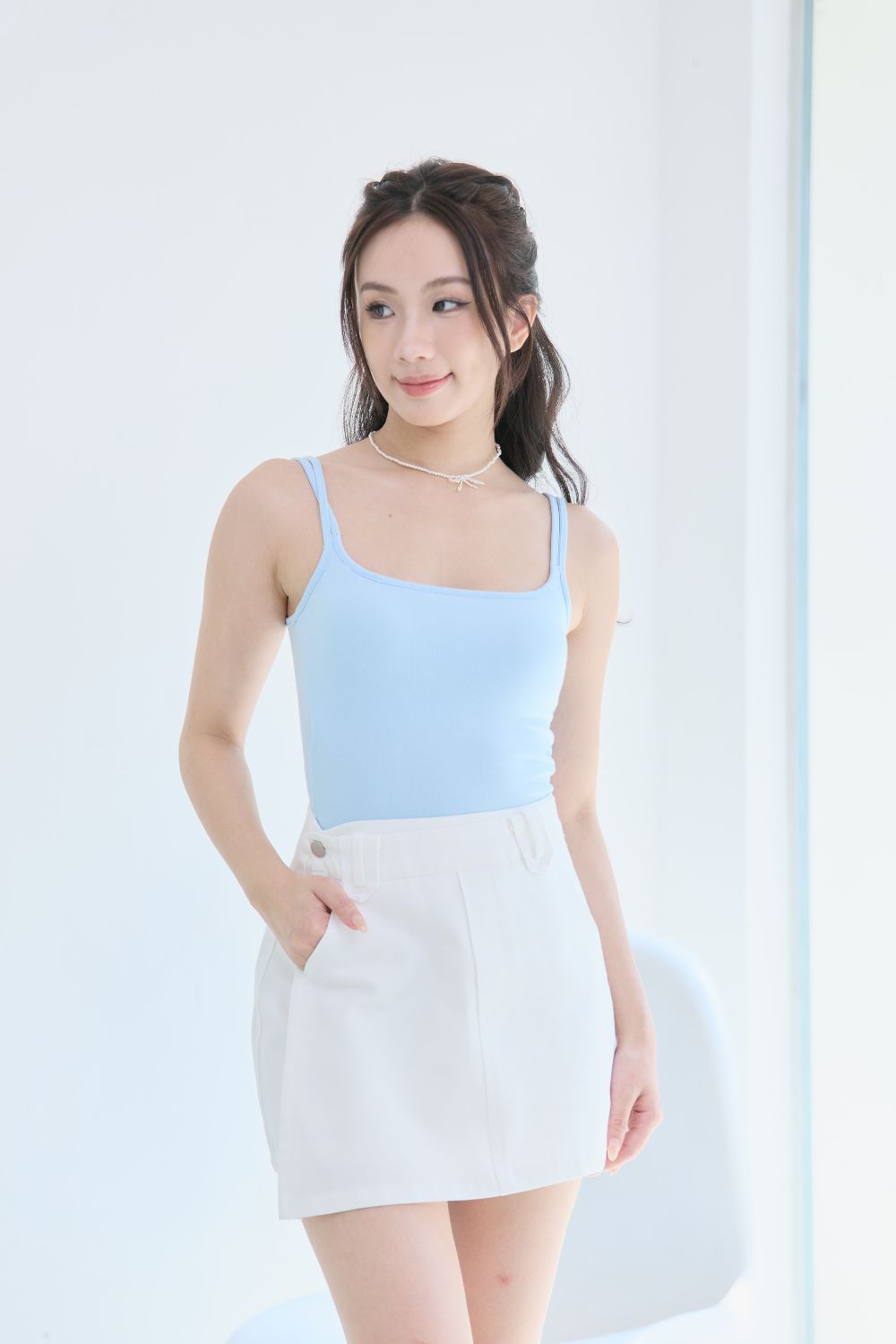 Evania Cotton Twill Skort Ivory