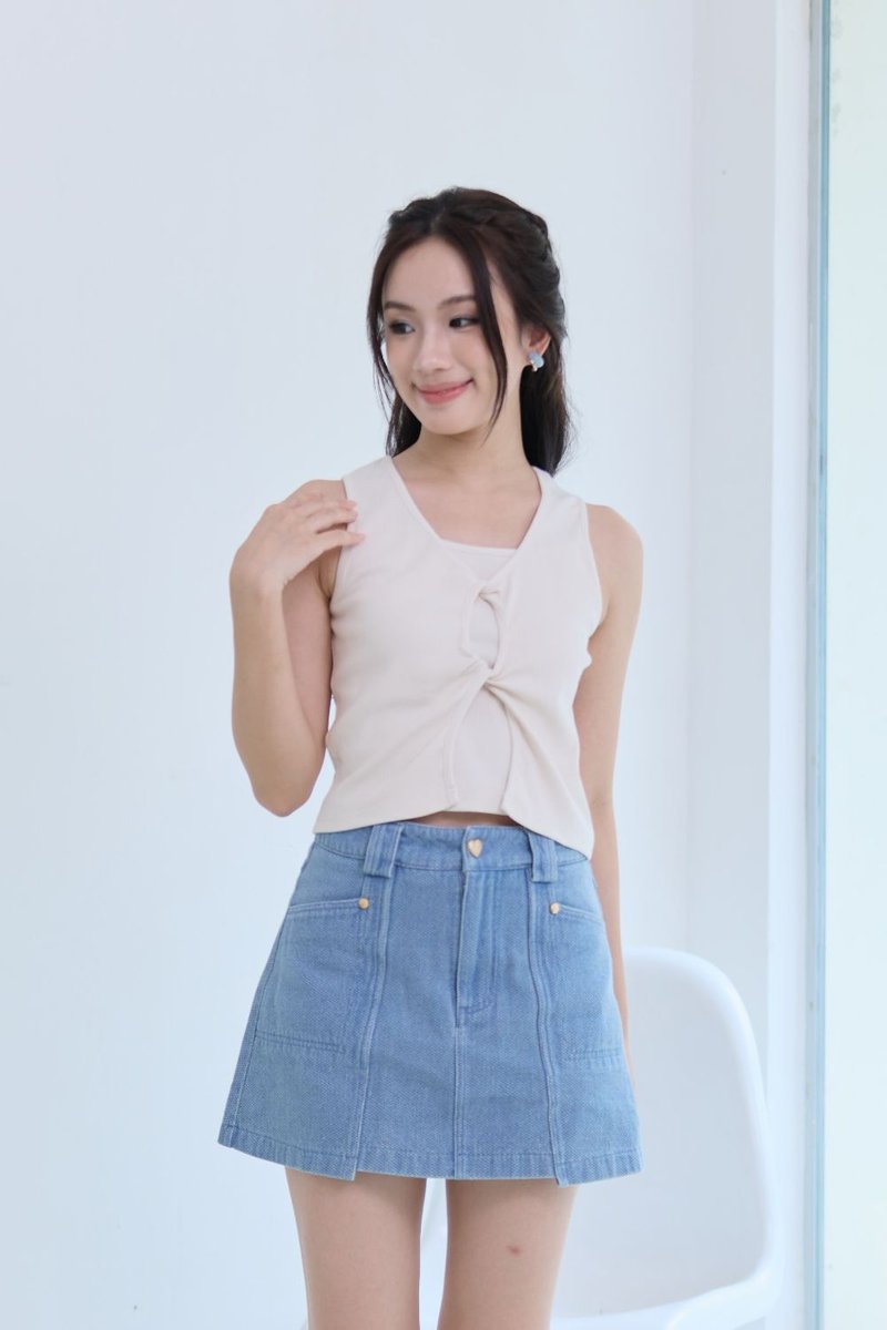 Serenya Double Twist Tank Top Cream