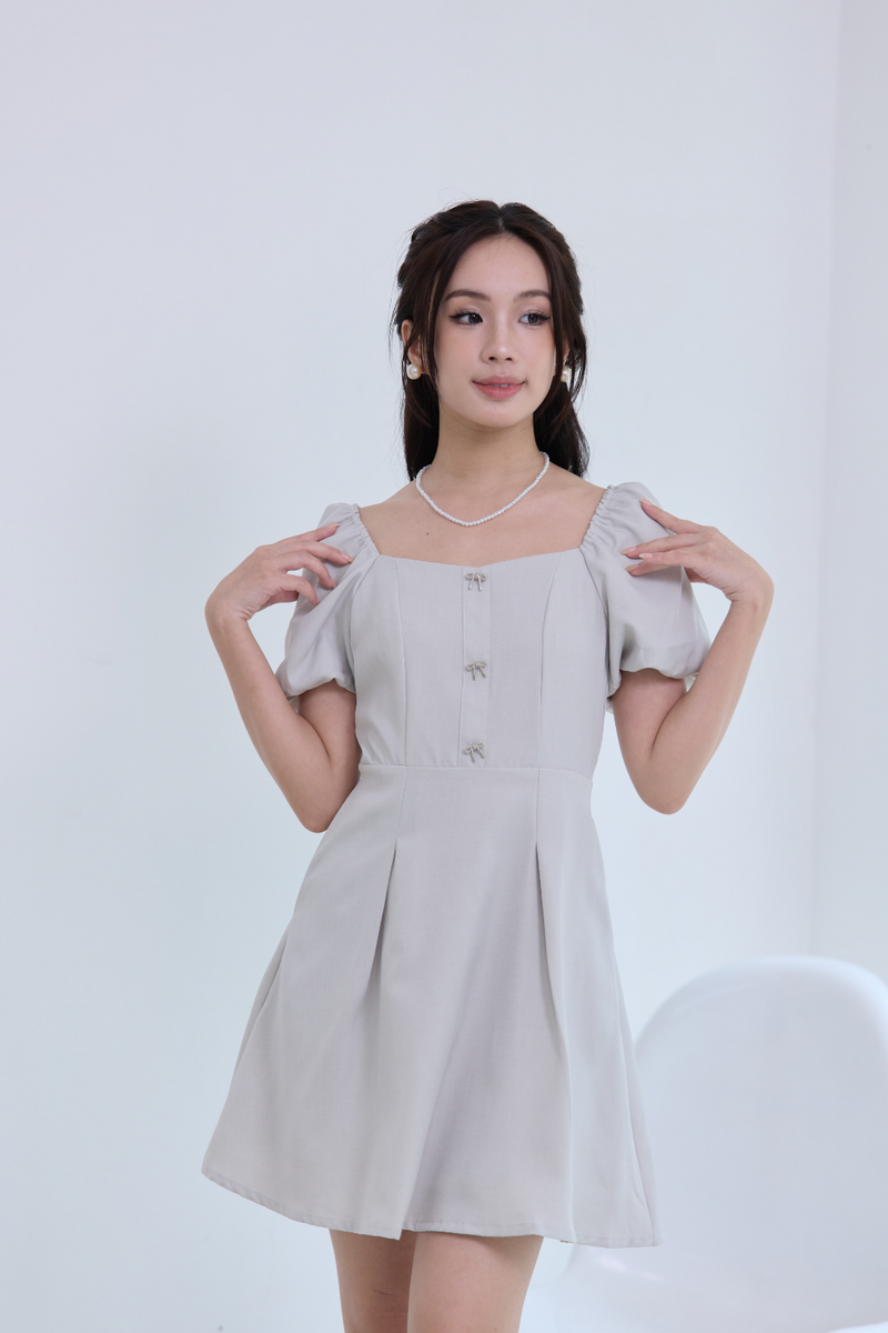 Lorayne Pleated Flare Dress Grey