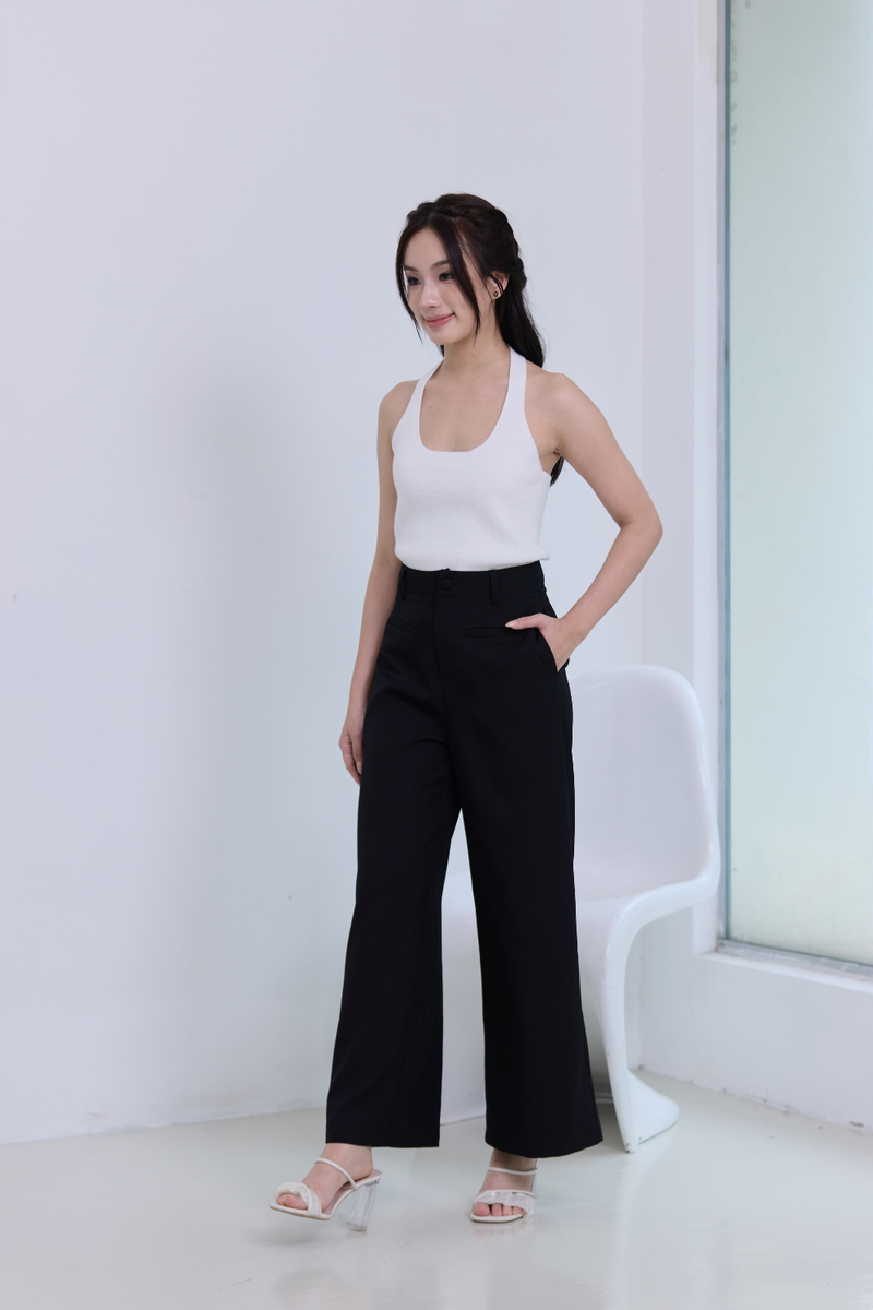 Amelia Duo Halter Knit Top Set Ivory