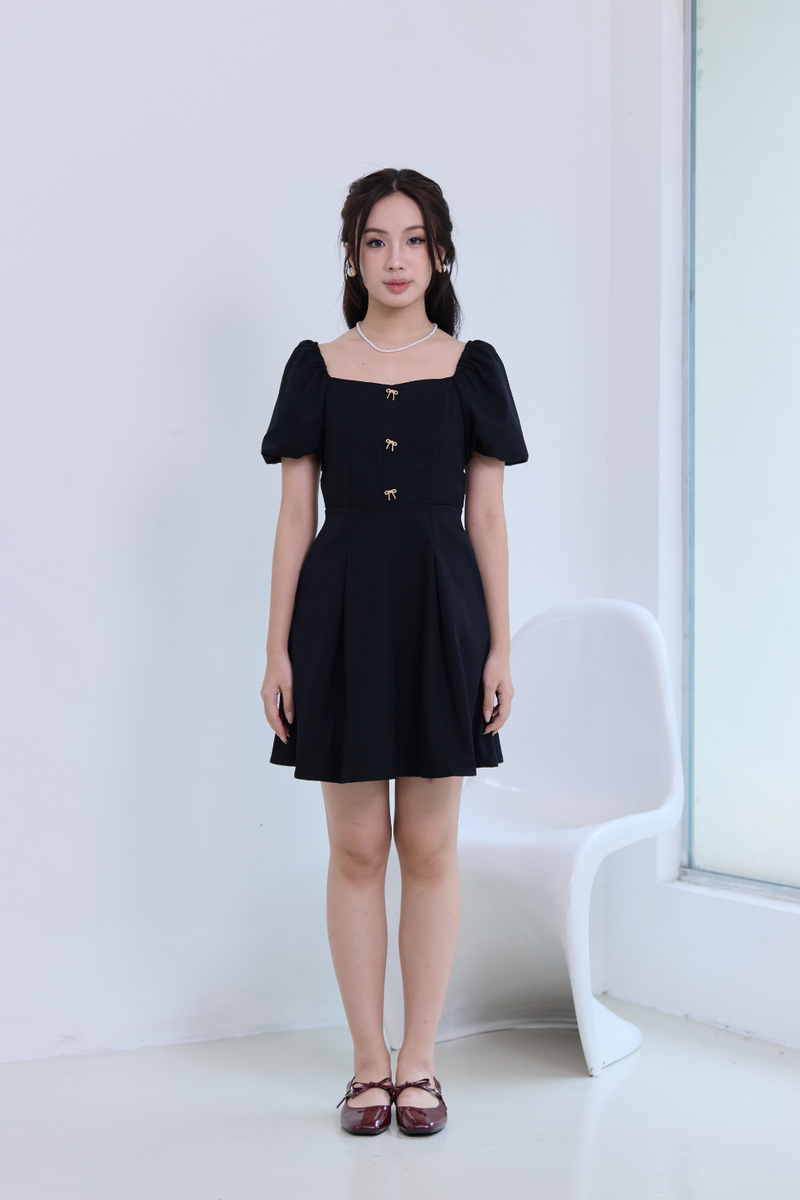 Lorayne Pleated Flare Dress Dress Black