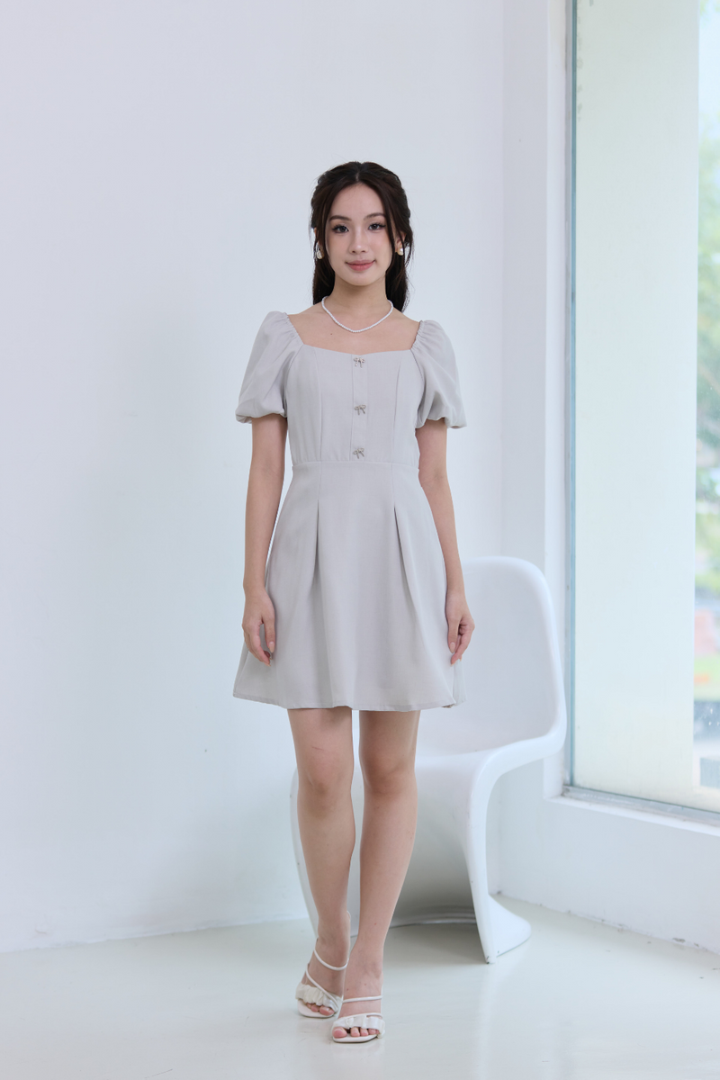 Lorayne Pleated Flare Dress Grey