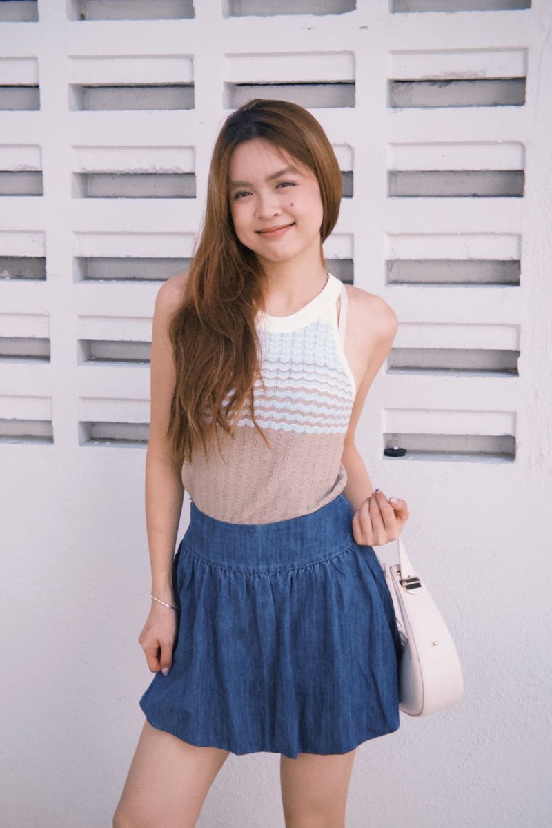 Averra Bubble Denim Skirt Dark Wash