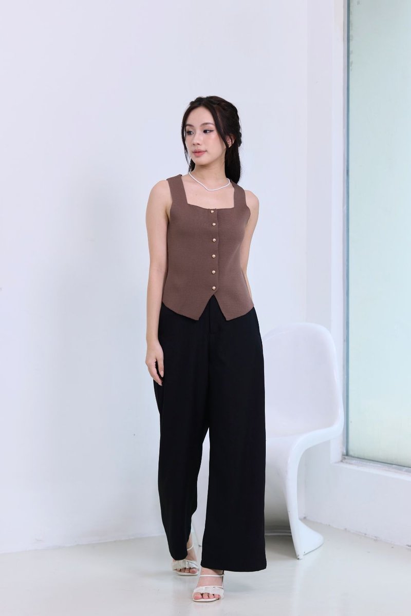 Lorène Knit Vest Top Khaki