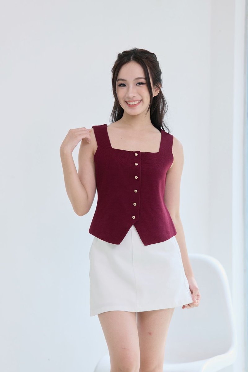 Lorène Knit Vest Top Red