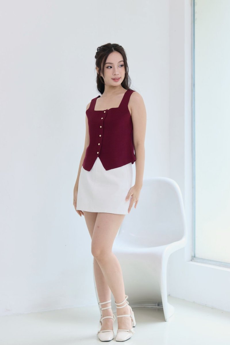 Lorène Knit Vest Top Red