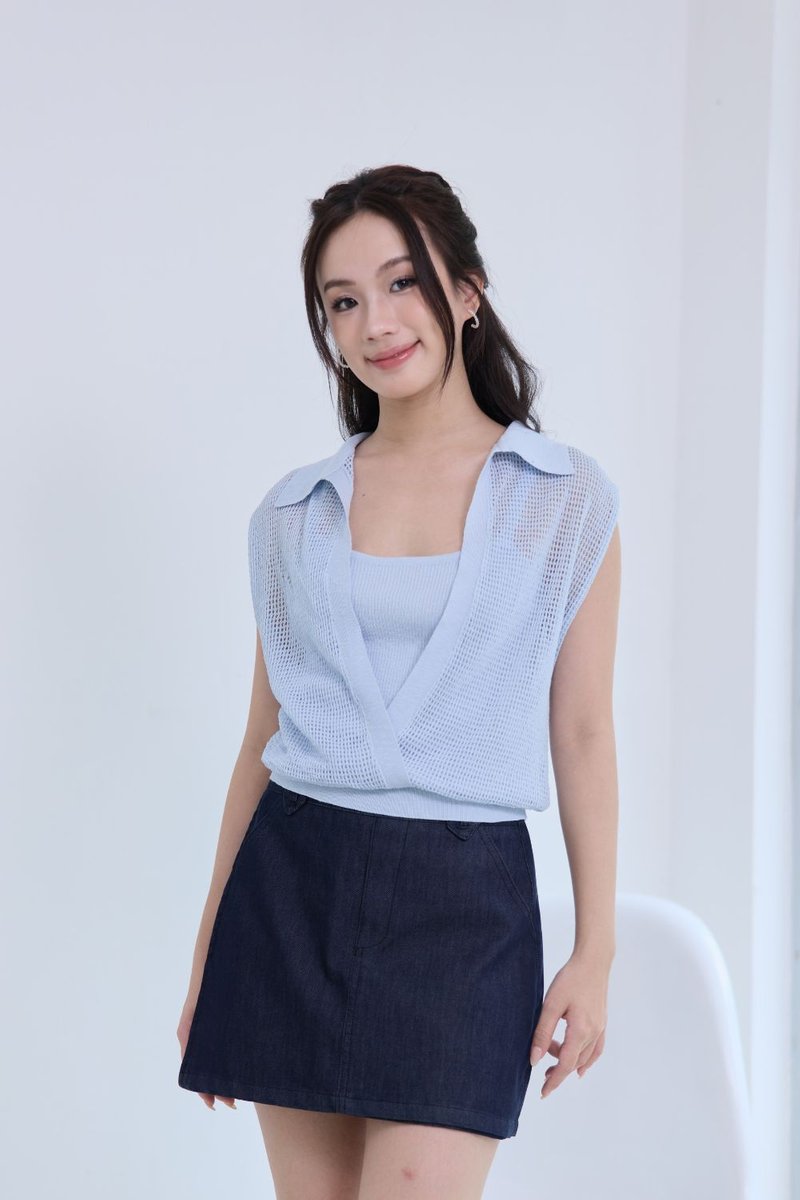 Omira Duo Knit Top Sky
