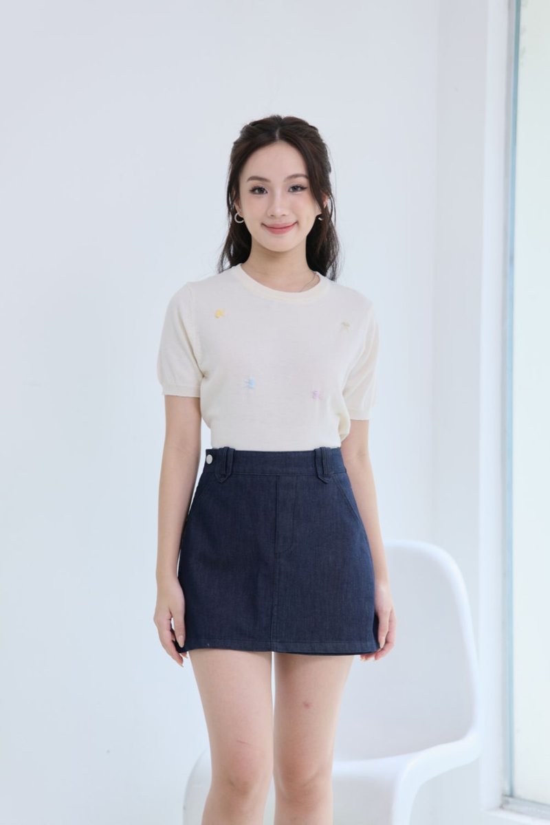 Lumi Ribbon Embroidery Top Ivory