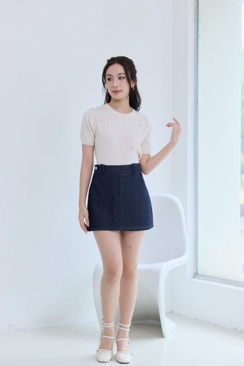 Lumi Ribbon Embroidery Top Ivory
